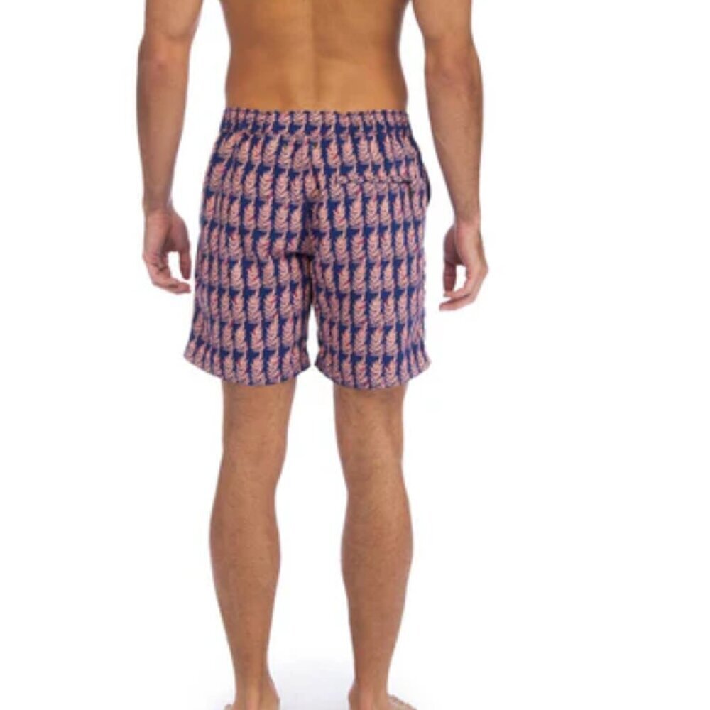 Tom and Teddy Mens XL Navy Pink Lined Swim Trunks Polyester Beach Shorts - Picture 3 of 16